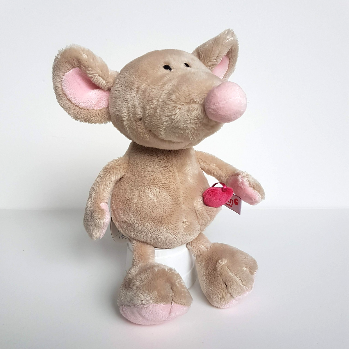 Nici BEIGE MOUSE Heart Plush Soft Toy 25cm Stuffed Animal 2009 Floppy Cuddly TAG1