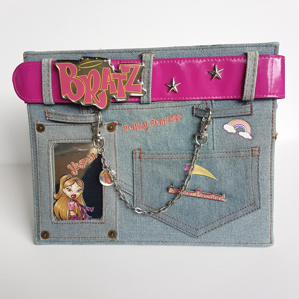 RARE Vintage Bratz Doll DENIM JEANS PHOTO FRAME Jasmin Mirror Accessory 21cm Toy0