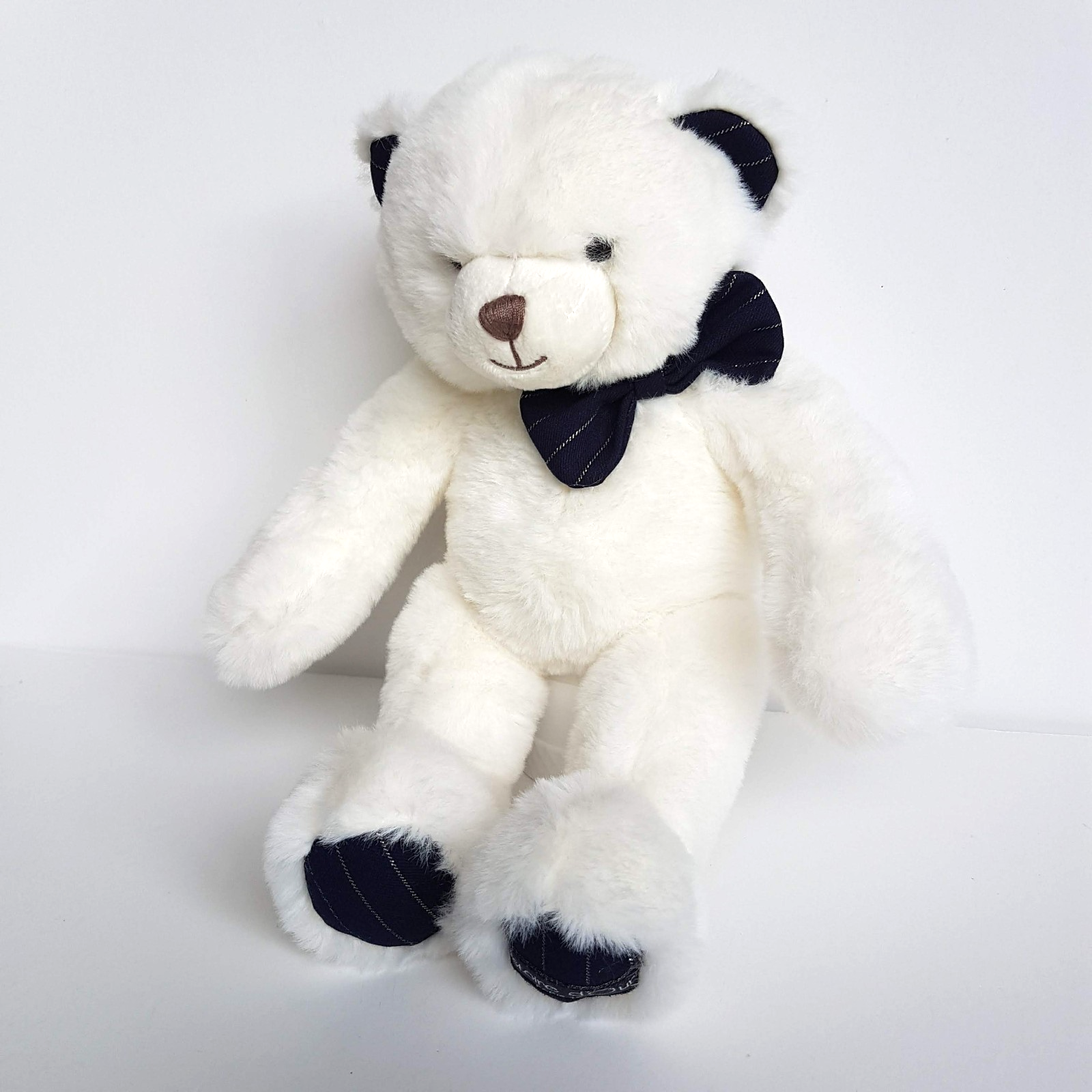 Histoire D'Ours WHITE TEDDY Plush 30cm Navy Stuffed Animal Soft Toy Preppy Chic0
