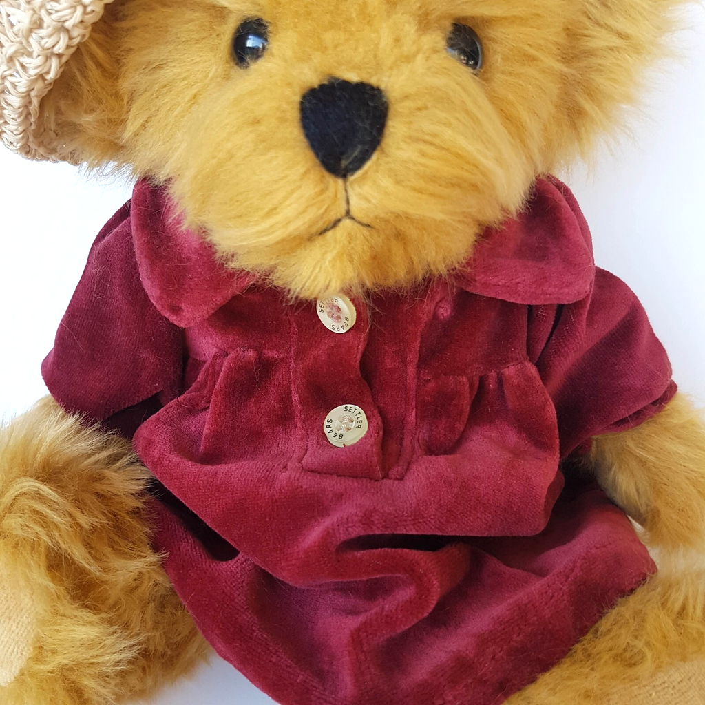 5 Way Jointed SETTLER BEARS 32cm Velvet Dress Flower Hat Stuffed Animal Soft Toy5
