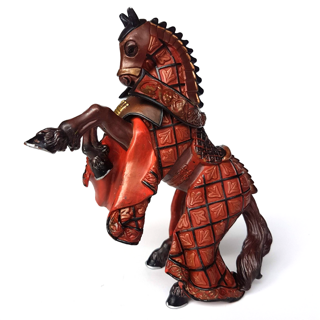 Papo MEDIEVAL KNIGHT REARING HORSE 2007 Brown Gold Crown Action Figure Toy0