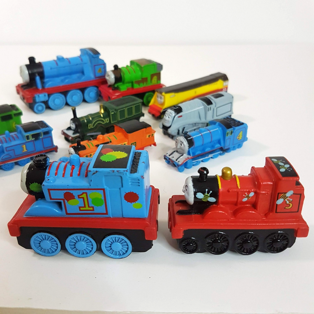 Thomas HARD PLASTIC VINYL TRAIN LOT 2007 Gullane Small Trains Cake Topper Toys4