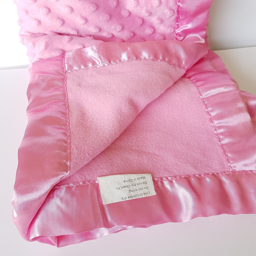 Pink BABY BLANKET 107x79cm Satin Edge Plush Fleece Comforter Minky Dot Cuddly3