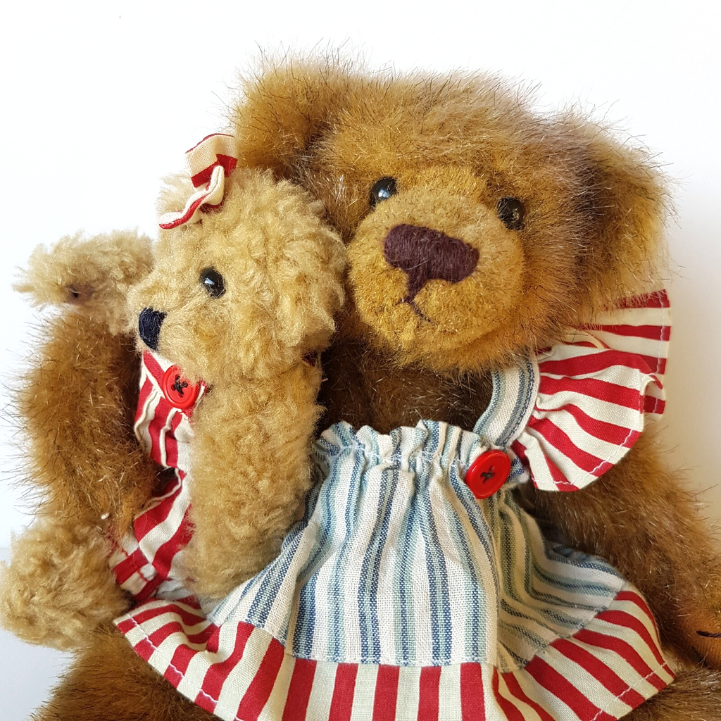 Settler Bears Jointed TEDDY BEAR Mum + Baby Stuffed Animal Soft Toy Cute Dressed1