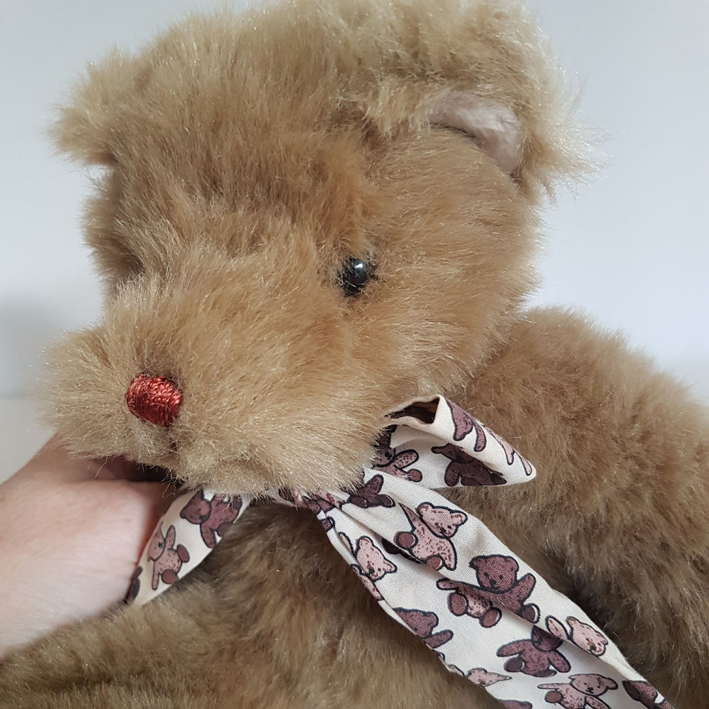 Floppy TEDDY BEAR Bow 32cm Plush Soft Toy Heavy Stuffed Animal Cuddly Beanbag6