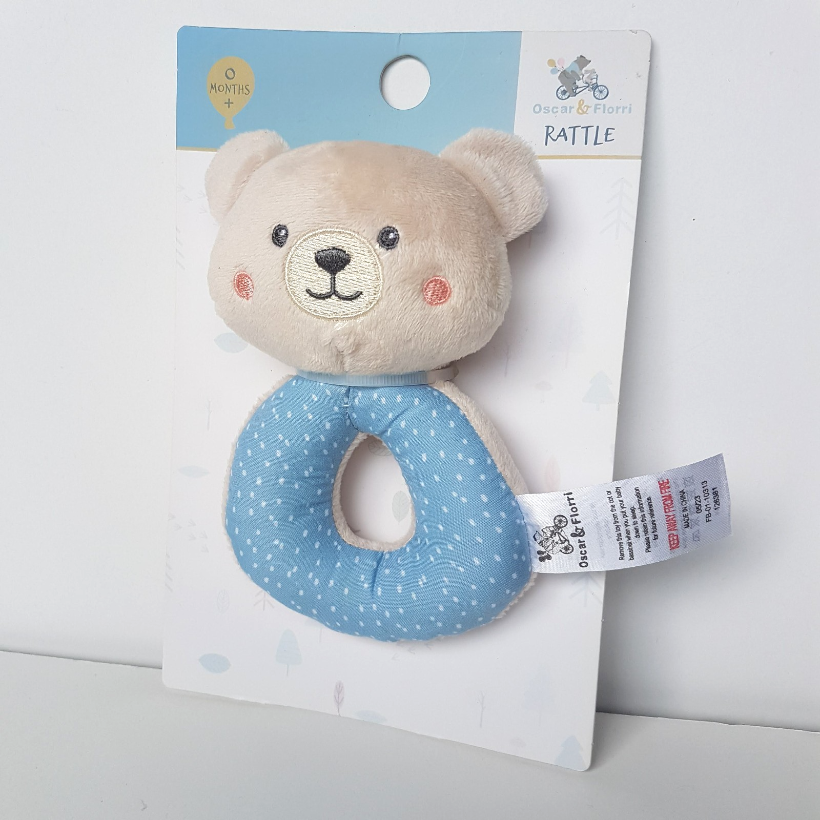 NEW Oscar & Florri TEDDY LOVEY RATTLE Plush Baby Activity Soft Toy Teddy Bear2