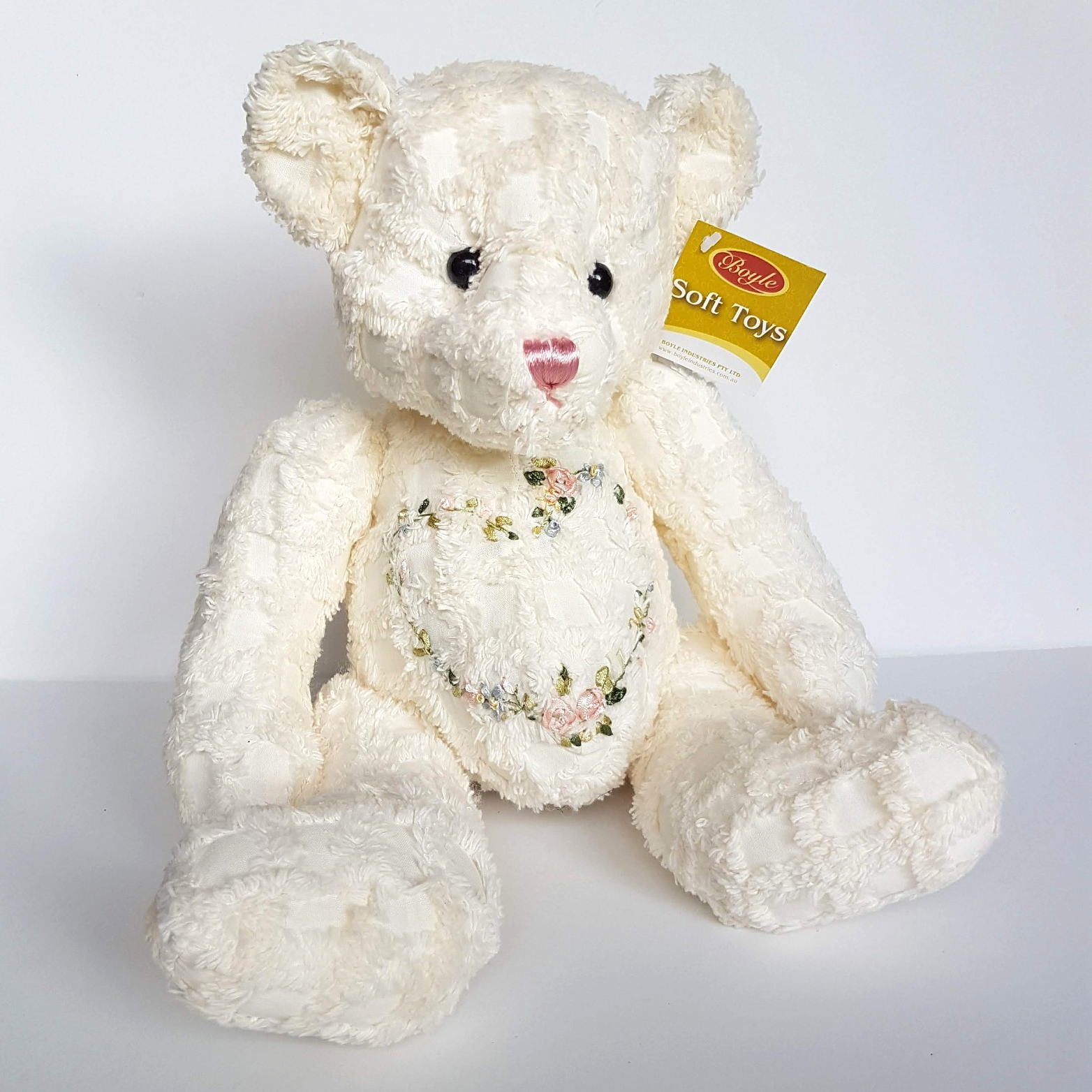 Boyle WHITE COUNTRY ROSE TEDDY BEAR Plush 40cm NEW TAGS Stuffed Animal Soft Toy0