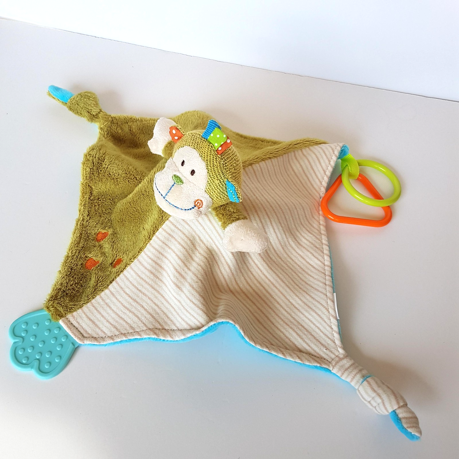 Baby Boo MONKEY Baby Lovey Rattle Plush Comforter Security Blanket Soft Toy3