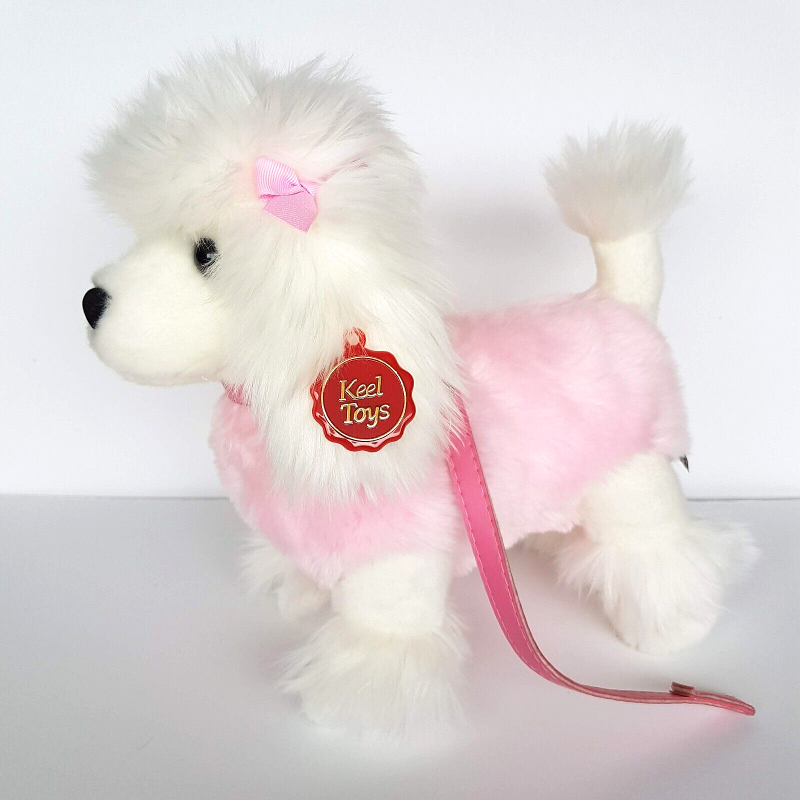 Keel POODLE DOG Plush Puppy 25cm Pet Lead TAG Leash Stuffed Animal Soft Toy Cute0