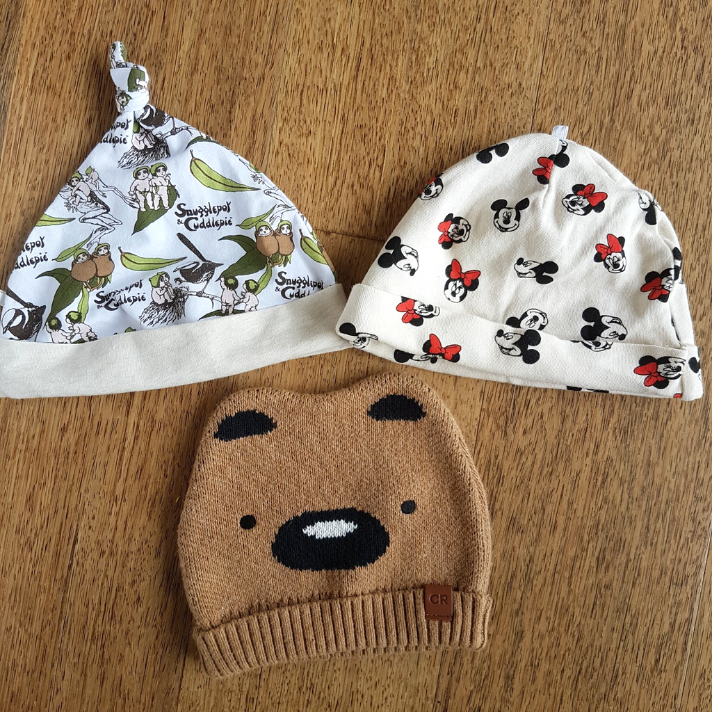 BABY HAT LOT Snugglepot Minnie Mouse Country Road Sizes 00 & 0 Headwear Winter0