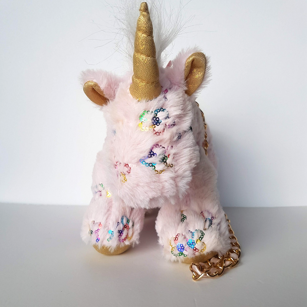 Olly & Me UNICORN BAG PLUSH Pink Flower Sequin CUTE Kids Bag Purse Rainbow Toy5