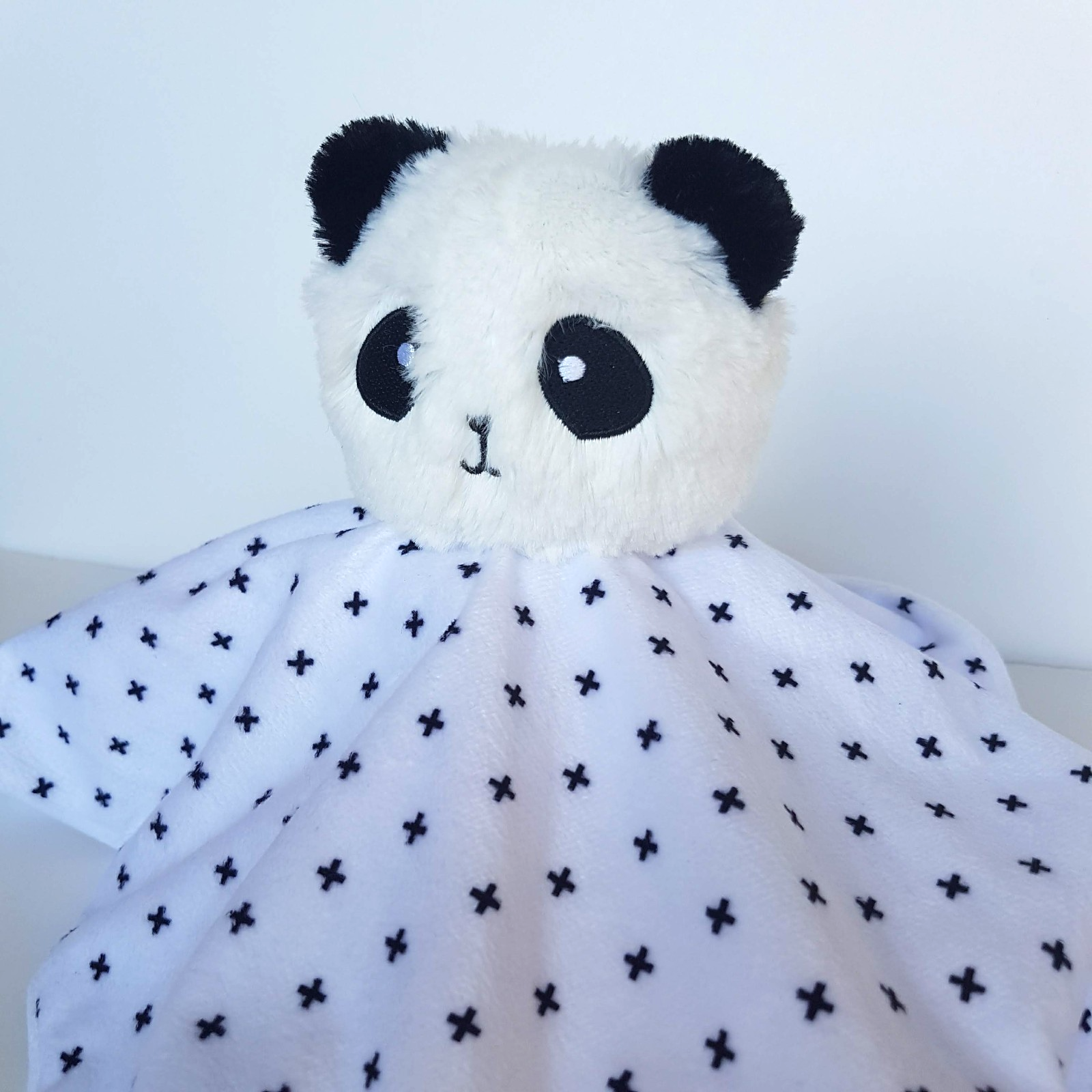 Anko PANDA Black White Spot Lovey Plush Security Comforter Blanket Soft Toy 30cm2
