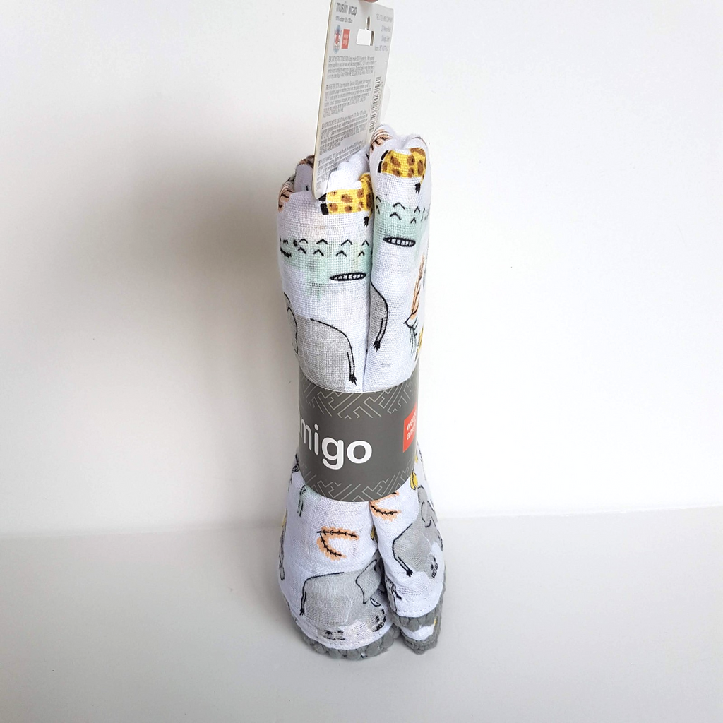 Weego Amigo MUSLIN WRAP Swaddle Baby Blanket Jungle Animals 100% Cotton NEW Cute4
