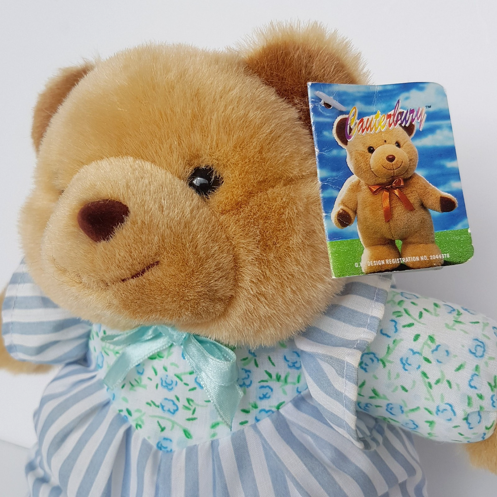 Canterbury Toys PUFFY BEAR Stuffed Animal 29cm Soft Toy Teddy Puffy Body Stripe2