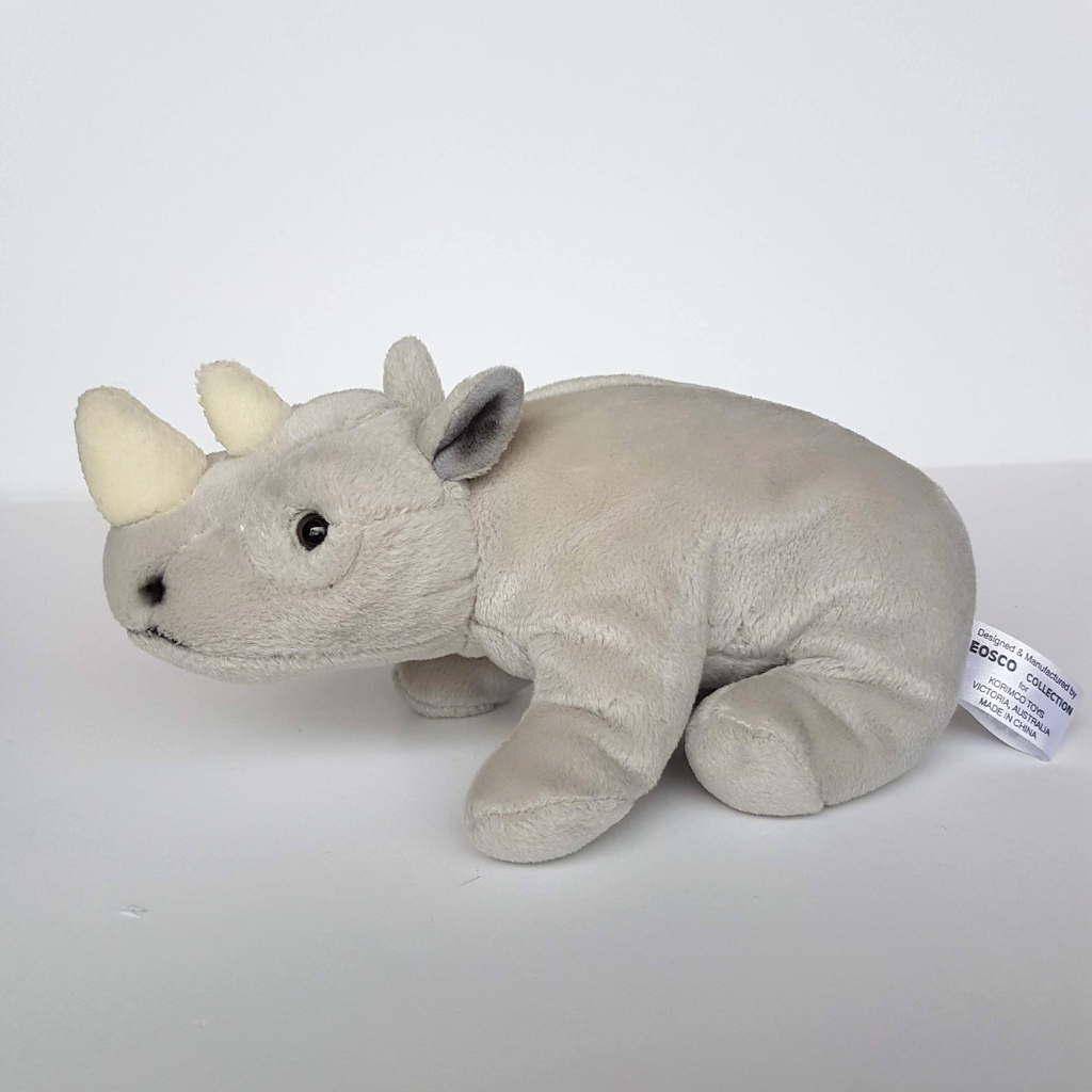 Leosco Korimco GREY RHINO Safari 22cm Plush Soft Toy Stuffed Animal Beanbag Cute0