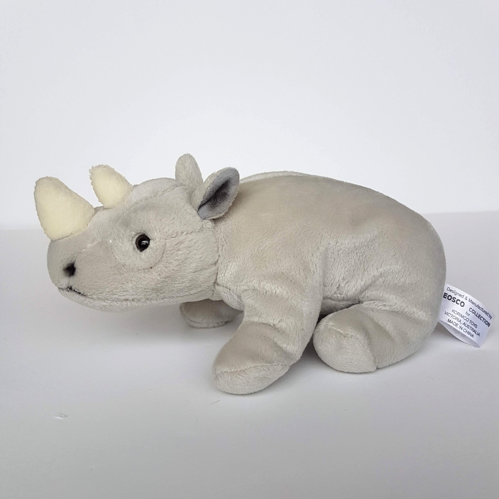 Leosco Korimco GREY RHINO Safari 22cm Plush Soft Toy Stuffed Animal Beanbag Cute0