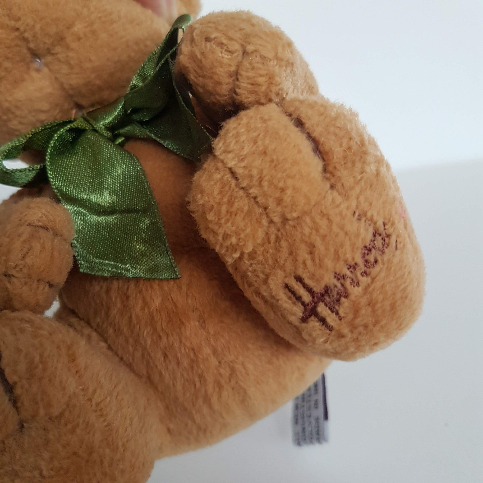 Harrods Knightsbridge TEDDY BEAR 15cm Stuffed Animal White Green Bow Soft Toy3