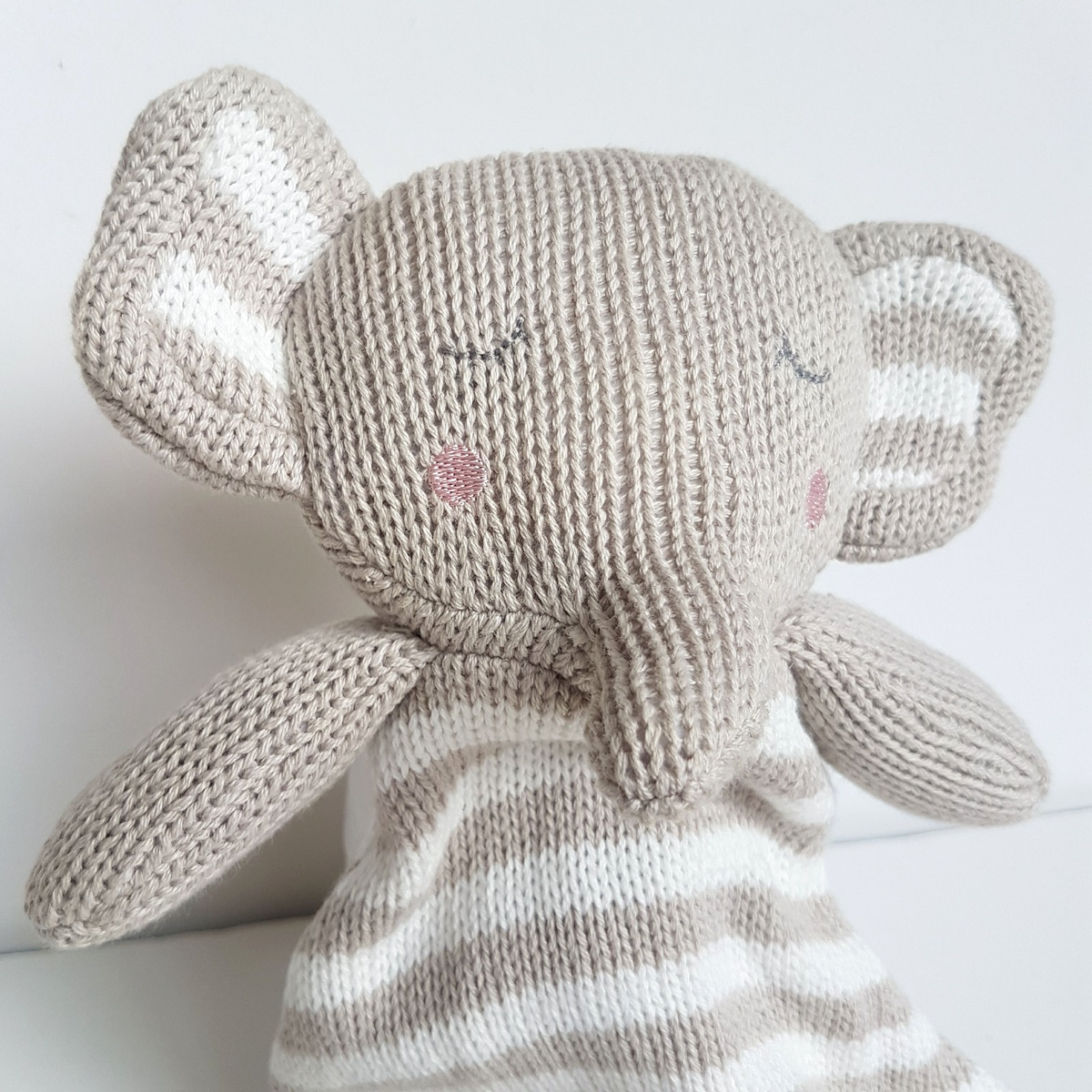 Living Textiles KNIT ELEPHANT Lovey Security Comforter Sleep Toy Soft Toy Stripe1