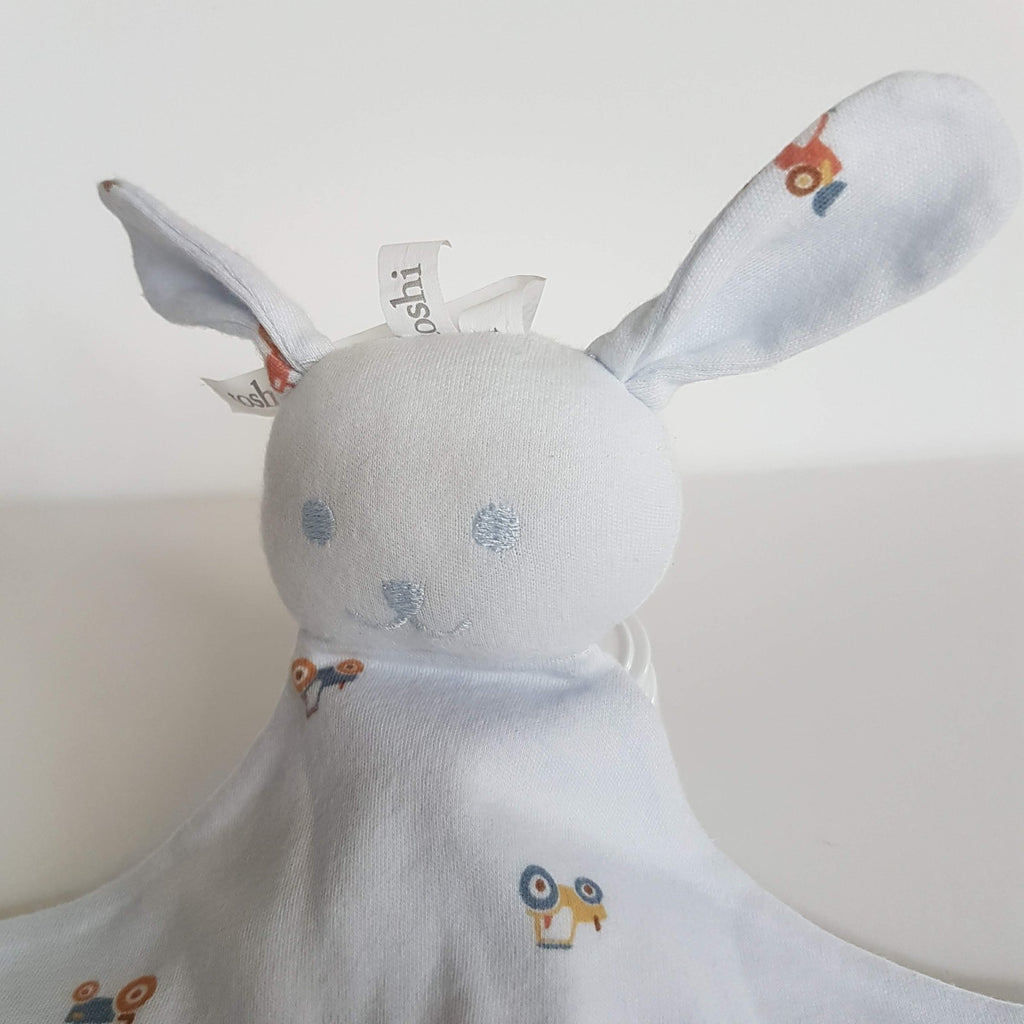 Toshi BUNNY RABBIT TRACTOR Blue Baby Lovey Security Blanket Comforter Soft Toy2