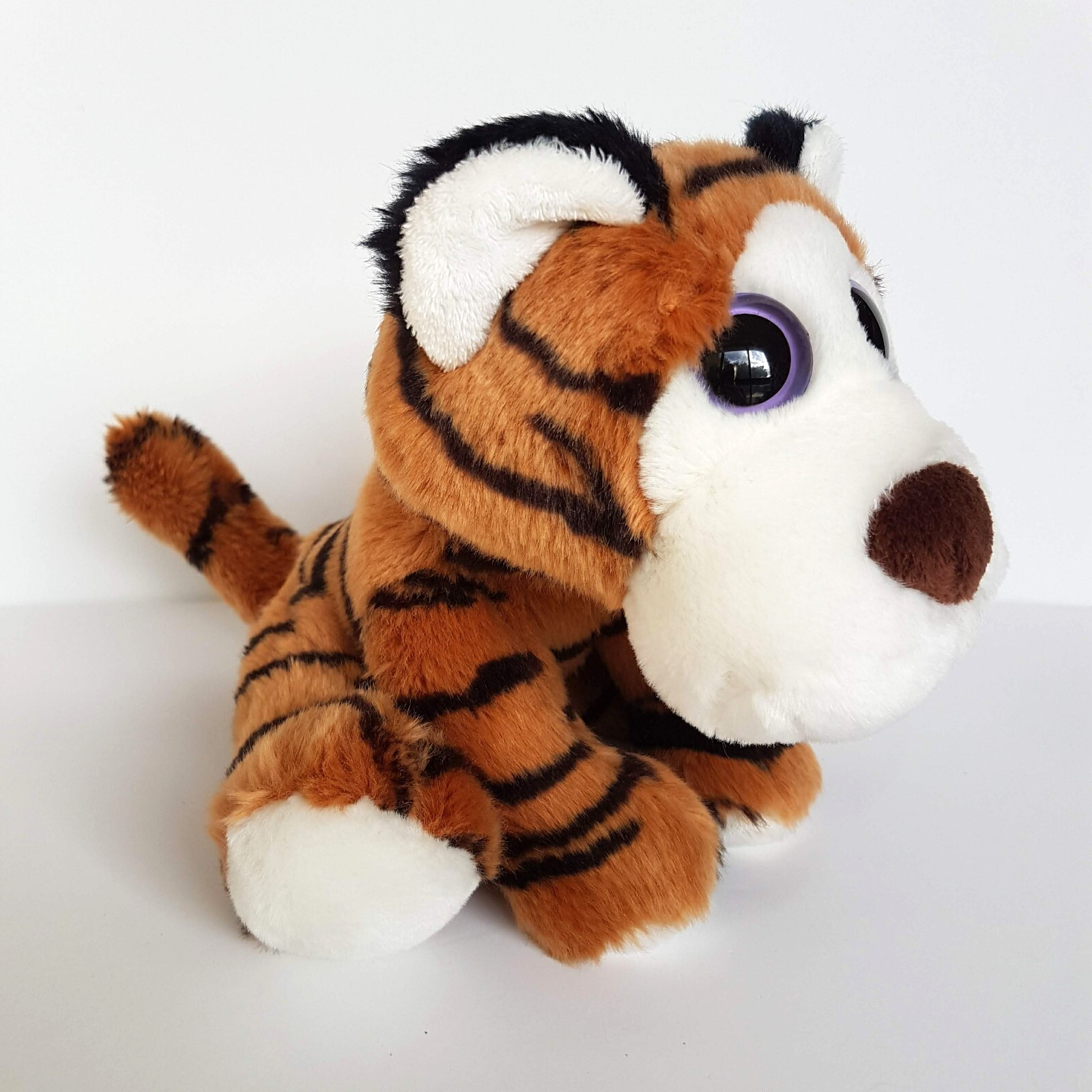 Cute TIGER WILD CAT Plush 18cm Stuffed Animal Purple Eyes Zoo Soft Toy KORIMCO0