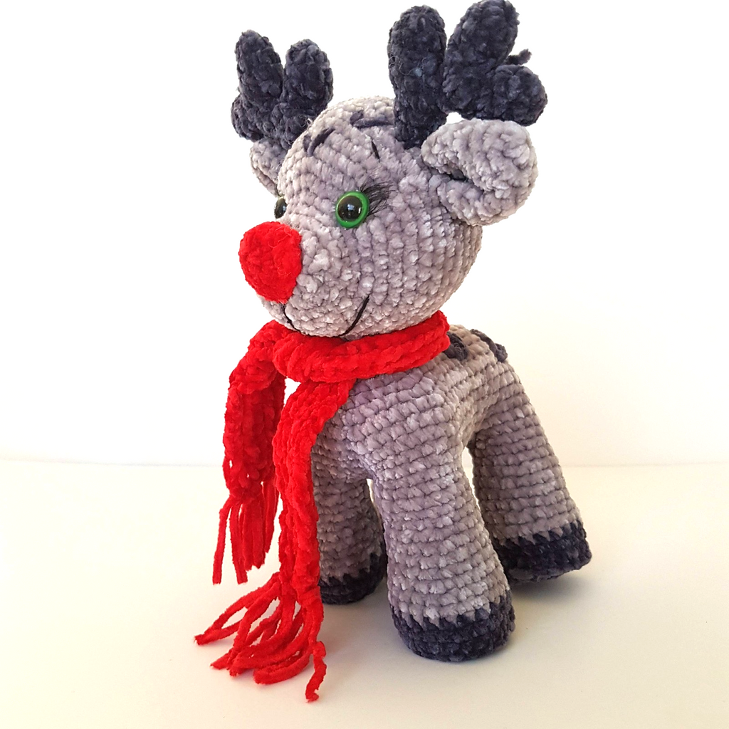 Handmade Crochet CHENILLE CHRISTMAS REINDEER Plush 21cm Soft Toy Stuffed Animal5