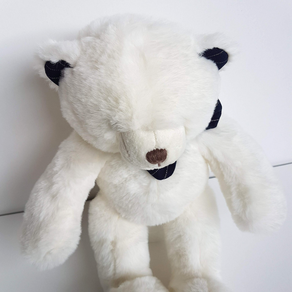 Histoire D'Ours WHITE TEDDY Plush 30cm Navy Stuffed Animal Soft Toy Preppy Chic3