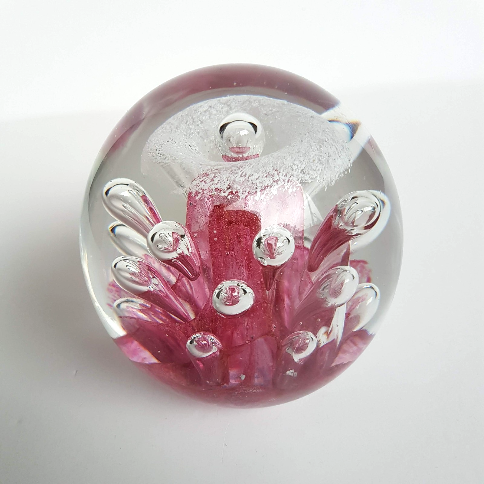 Pink GLASS LANSHING PAPER WEIGHT 9cm Bubble 1kg Decorative Glass Pretty Flower4