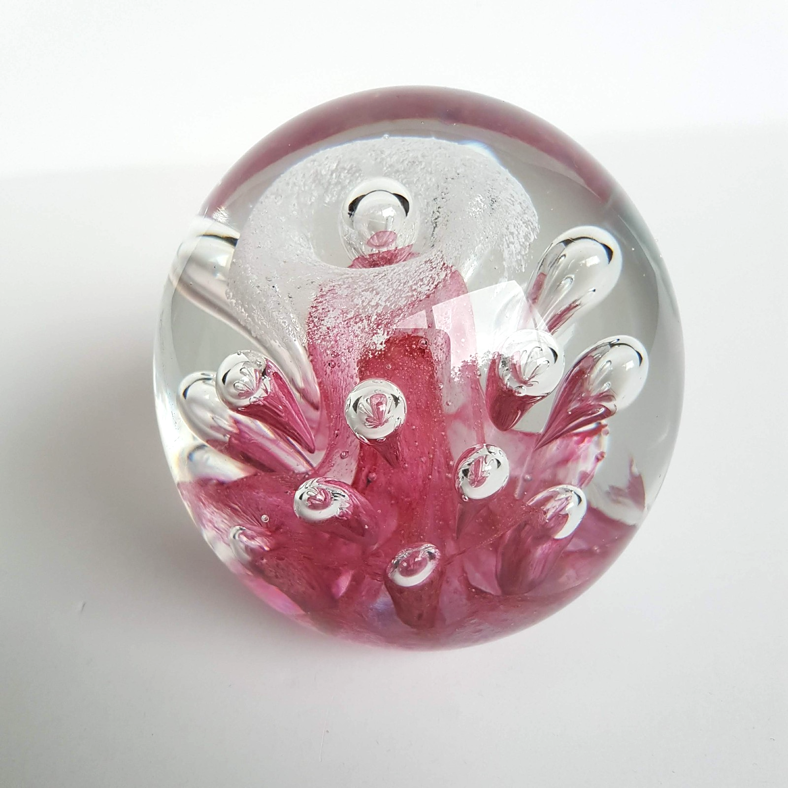 Pink GLASS LANSHING PAPER WEIGHT 9cm Bubble 1kg Decorative Glass Pretty Flower3