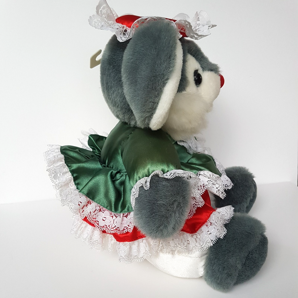 RARE Vintage Dandee CHRISTMAS MOUSE Plush 41cm Large Stuffed Animal Soft Toy 90s6