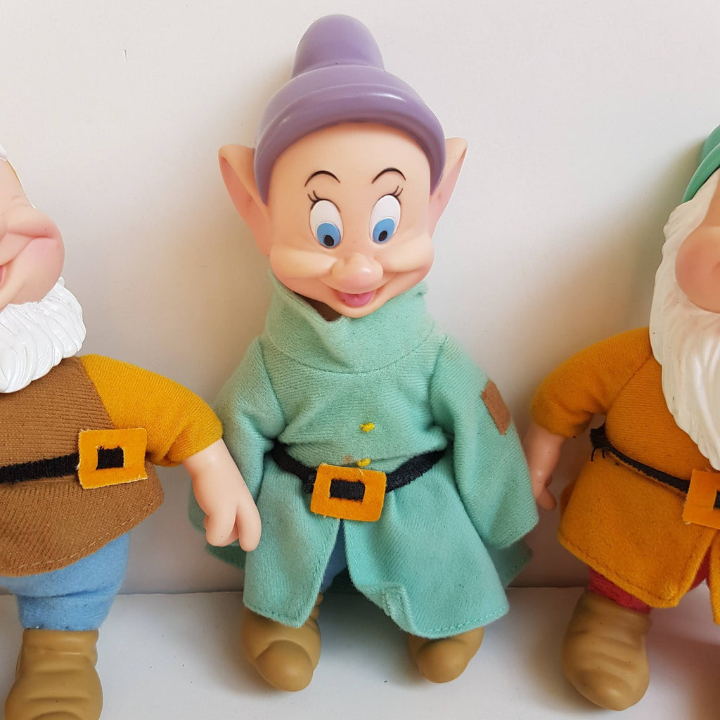 Applause SEVEN DWARFS Rubber Face Plush Soft Toy Dopey Bashful Happy Vintage Toy2