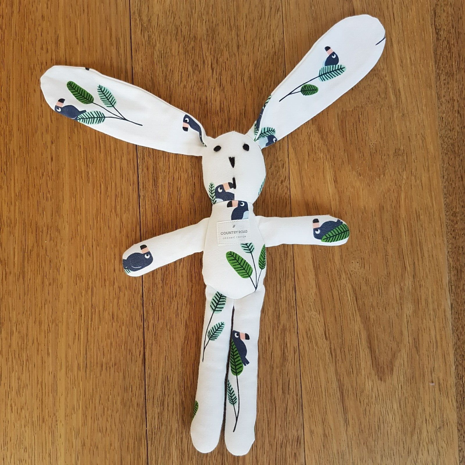 COUNTRY ROAD Baby Bunny Comforter Rabbit Plush Organic Cotton Tropical Birds0