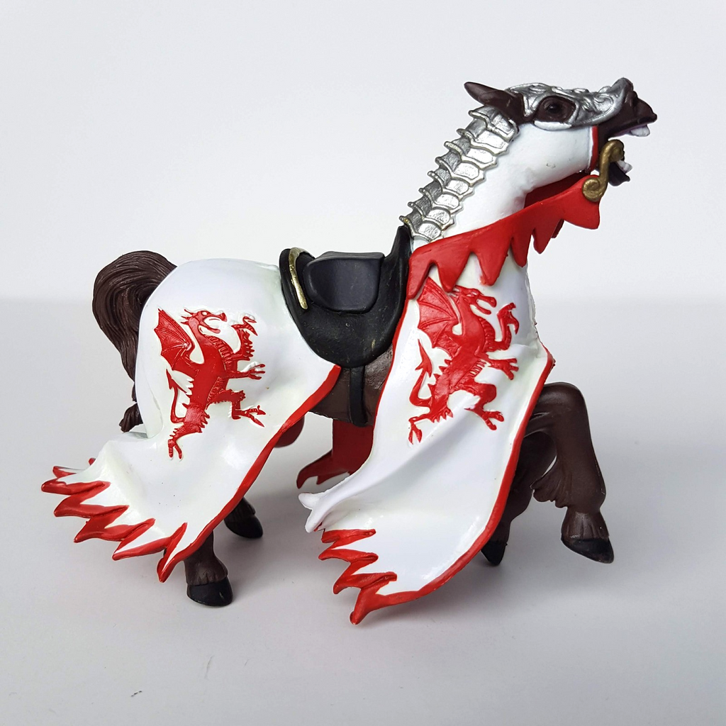 Papo MEDIEVAL KNIGHT HORSE 2006 White Red Dragon Action Figure Armour Kids Toy4
