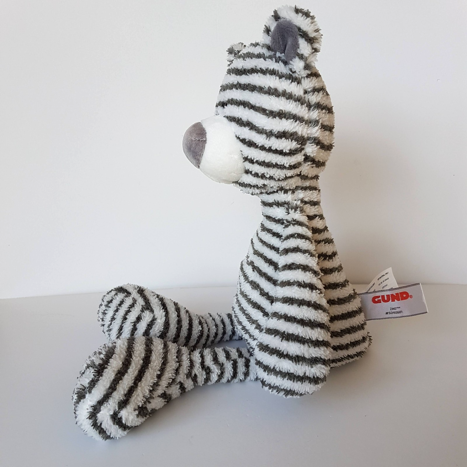 Gund ZAG FLOPPY BEAR Plush 40cm Stuffed Animal Soft Toy Grey White Stripe Cuddly3
