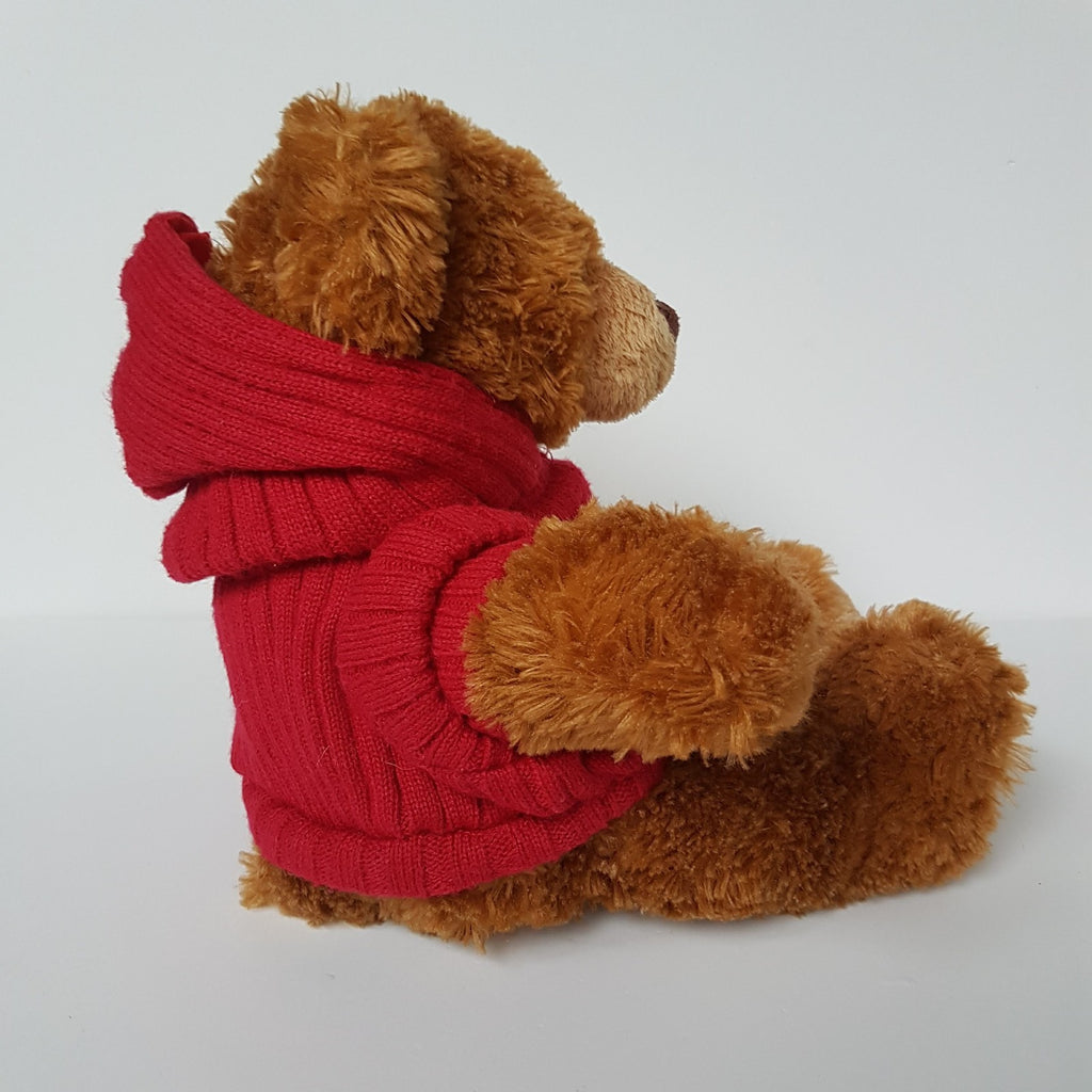 Myer OSCAR Floppy Teddy Bear Red Hoodie Stuffed Animal Soft Toy 32cm Cuddly Cute3