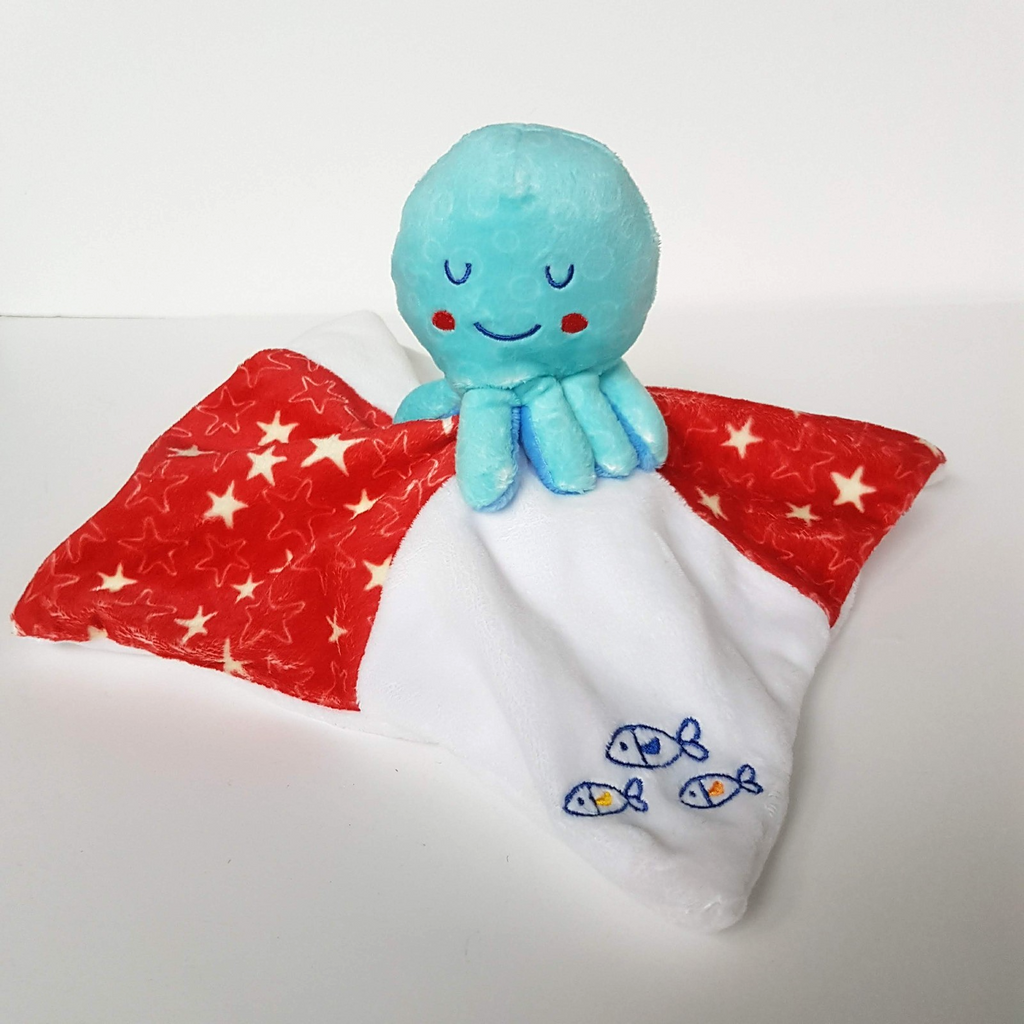 Huggable OCTOPUS FISH Lovey Plush Baby Security Comforter Blanket Soft Toy Cute0