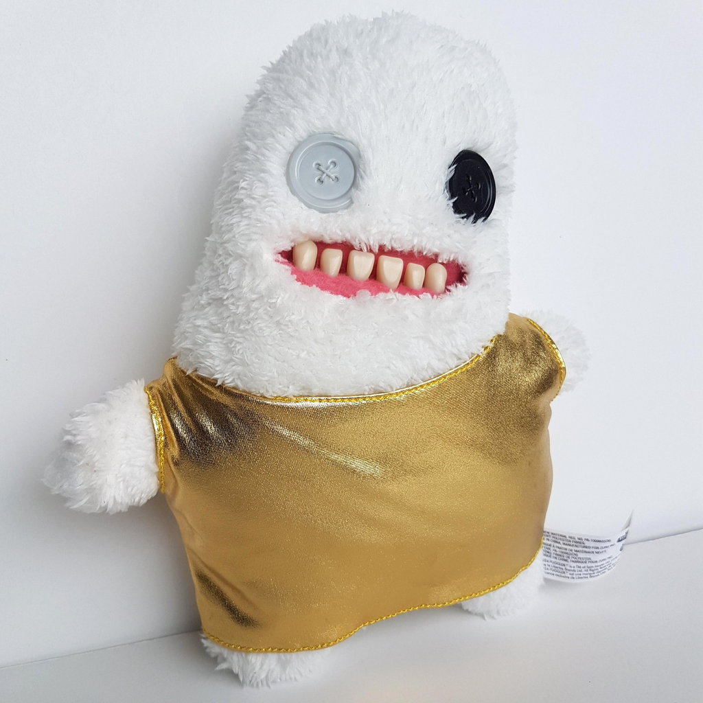 Fuggler GOLD SPLODGE White Funny Ugly Monster Disco Plush Funny Soft Toy Teeth1