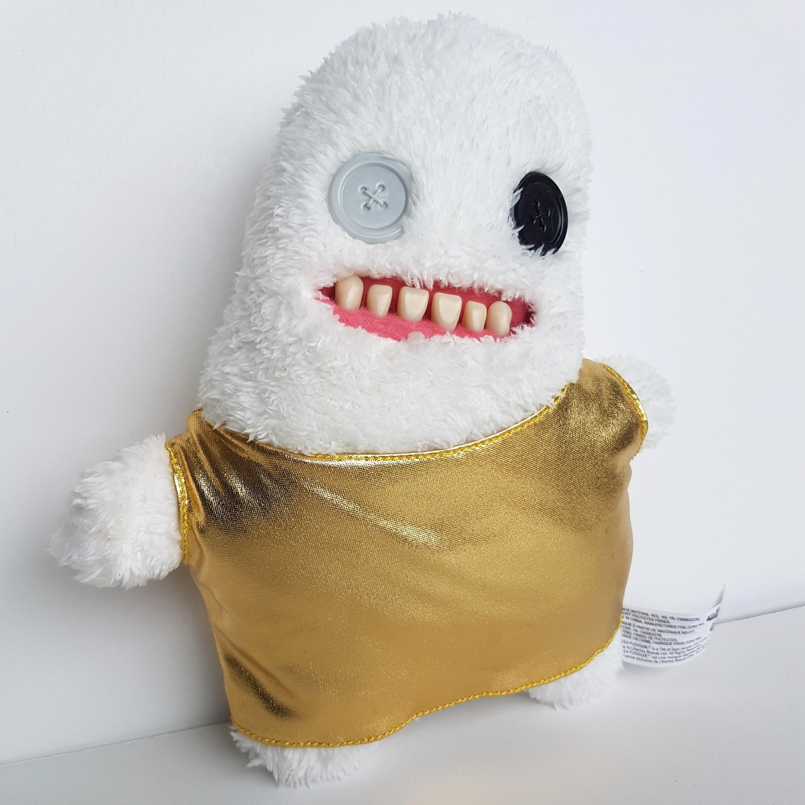 Fuggler GOLD SPLODGE White Funny Ugly Monster Disco Plush Funny Soft Toy Teeth1