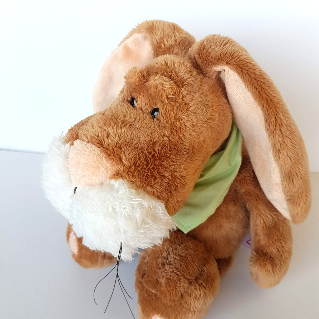 Rare NICI SCRUFFY RABBIT Plush Stuffed Animal Teeth Whiskers Soft Toy Cute Scarf1