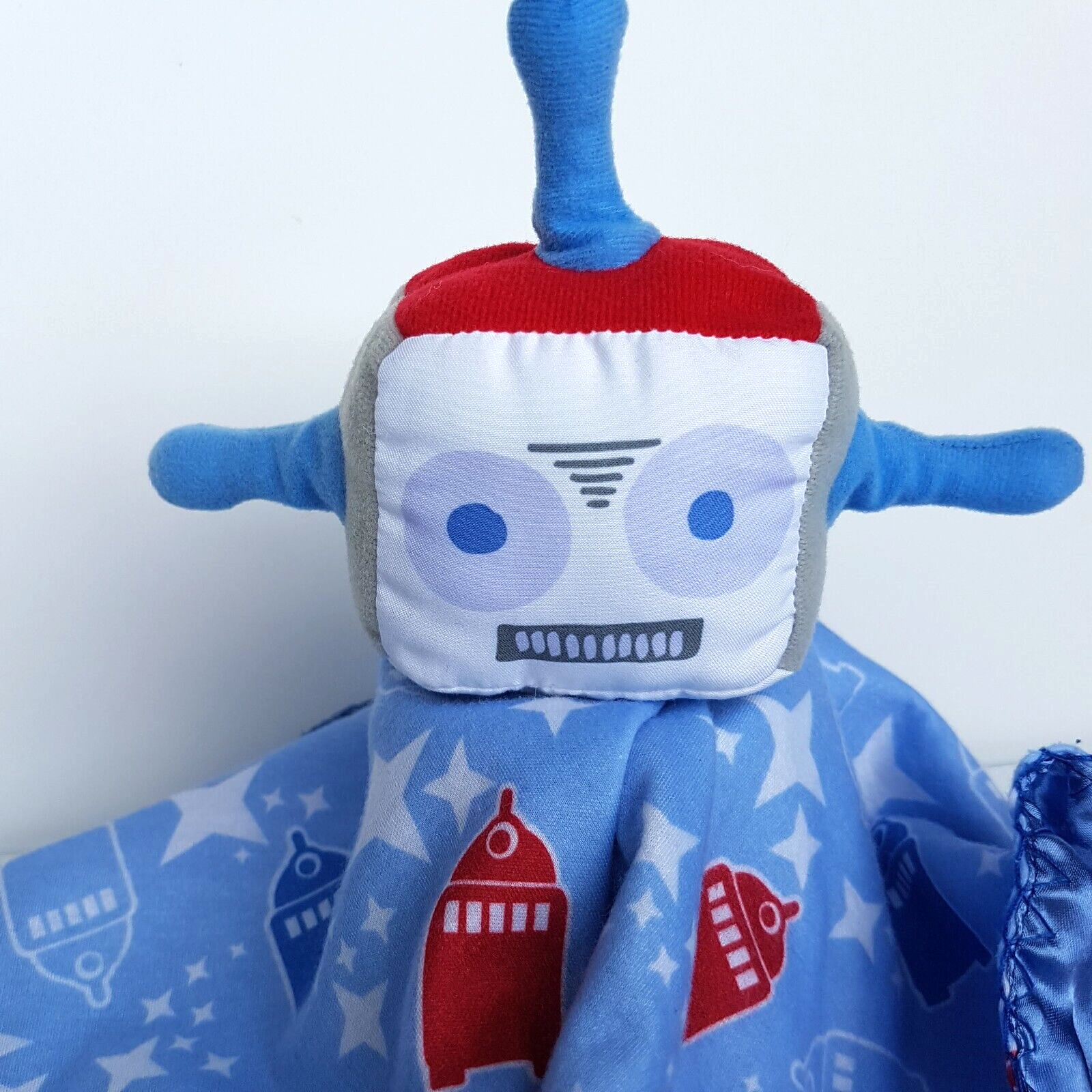 Target ROBOT Baby Lovey Security Blanket Plush Comforter Satin Soft Toy Blue2