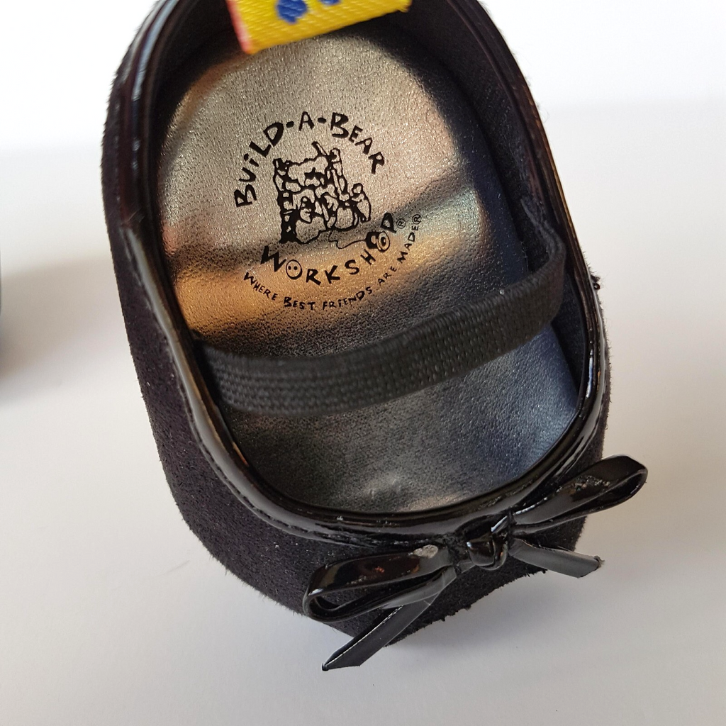 Build A Bear Workshop BLACK PEEP TOE HEEL Girl Shoes Clothes Patent Bow Cute BAB9