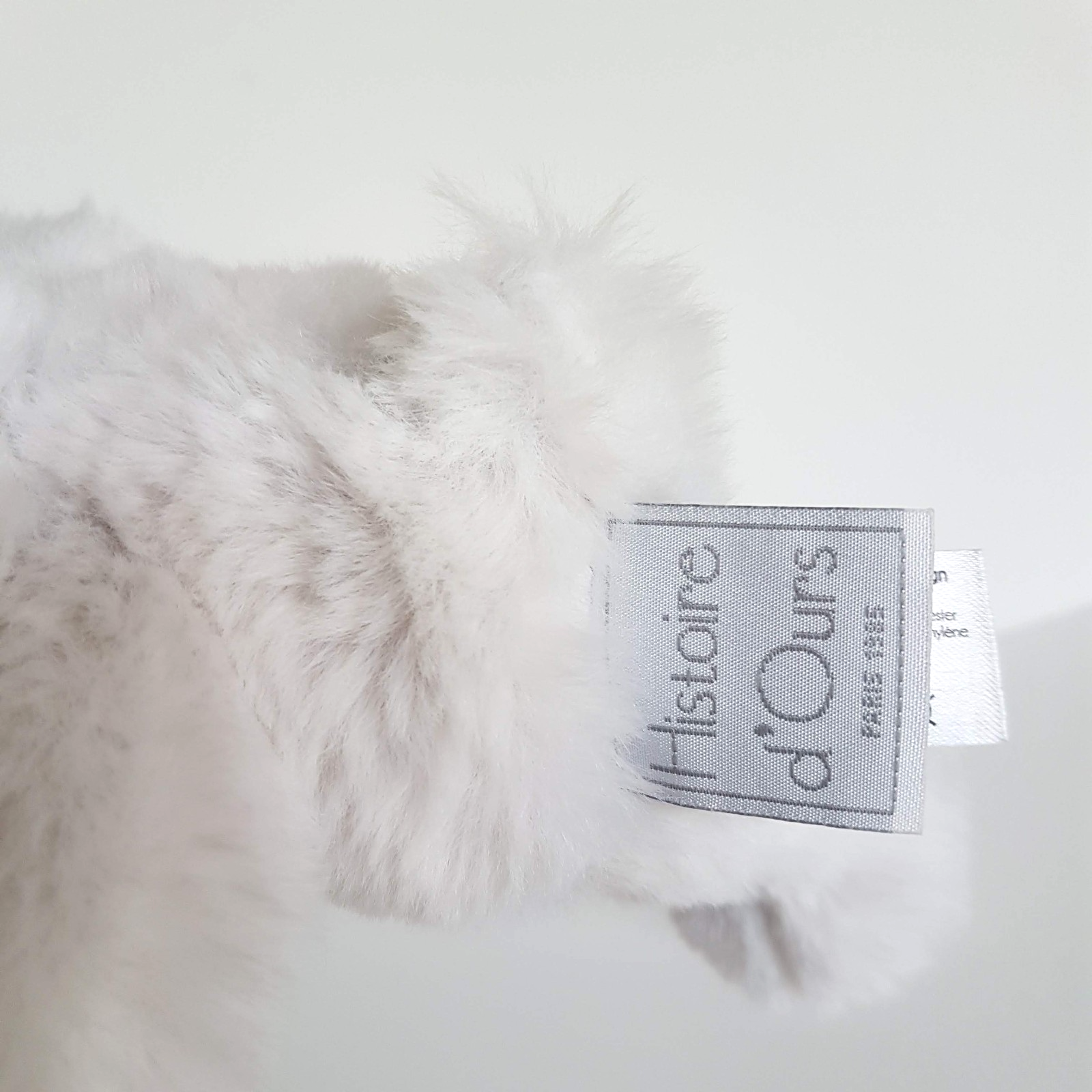Histoire D'Ours TEDDY BEAR Plush 19cm White Stuffed Animal Small Soft Toy Floppy3