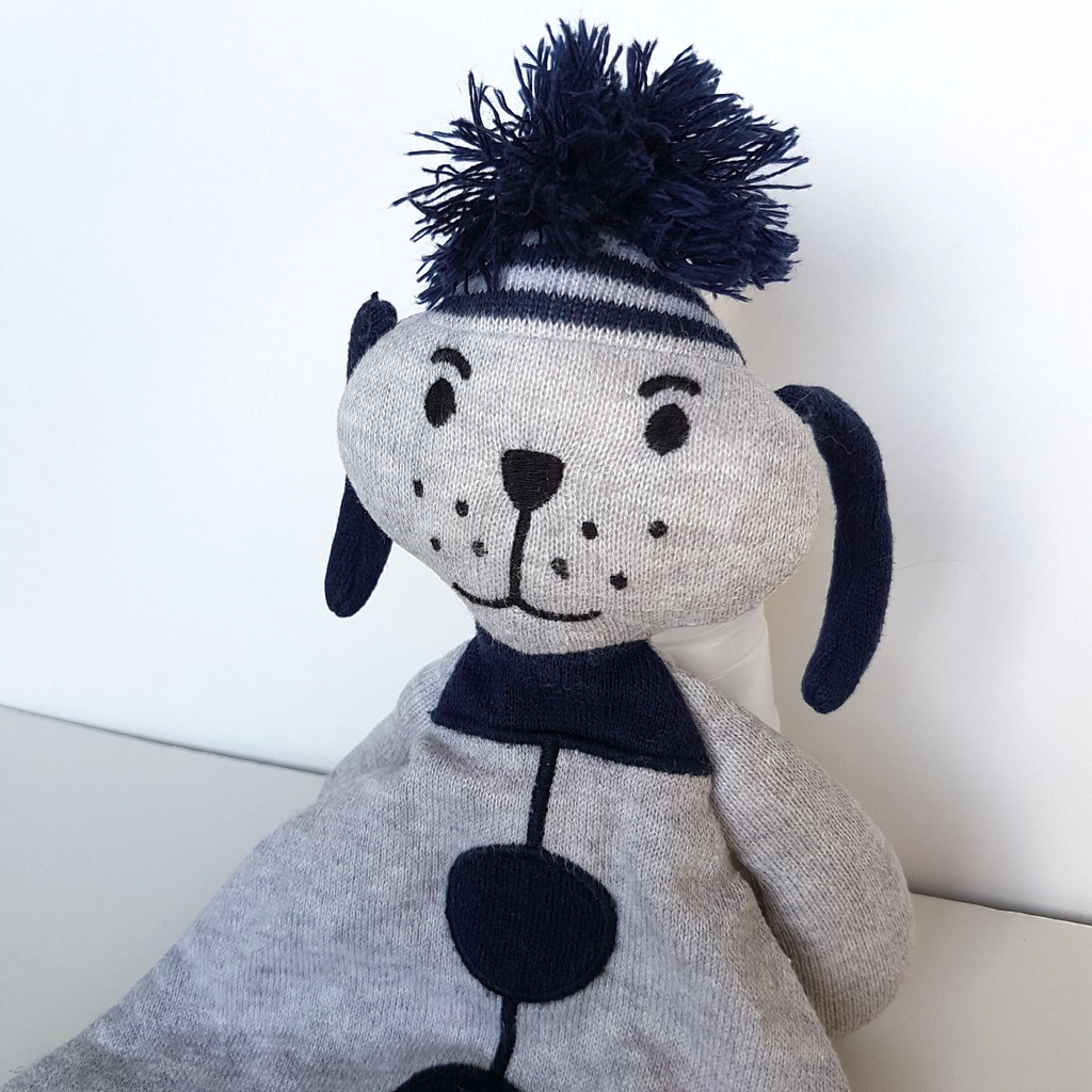 Indus GREY NAVY DOG Lovey Knit Plush Security Comforter Sleep Puppy Soft Toy5