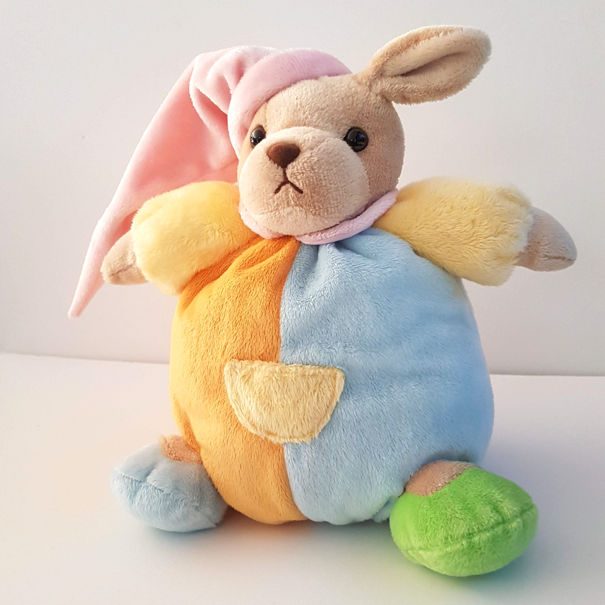 Bestever PASTEL DOG RATTLE Plush 23cm Colour Block Puppy Stuffed Animal Soft Toy1
