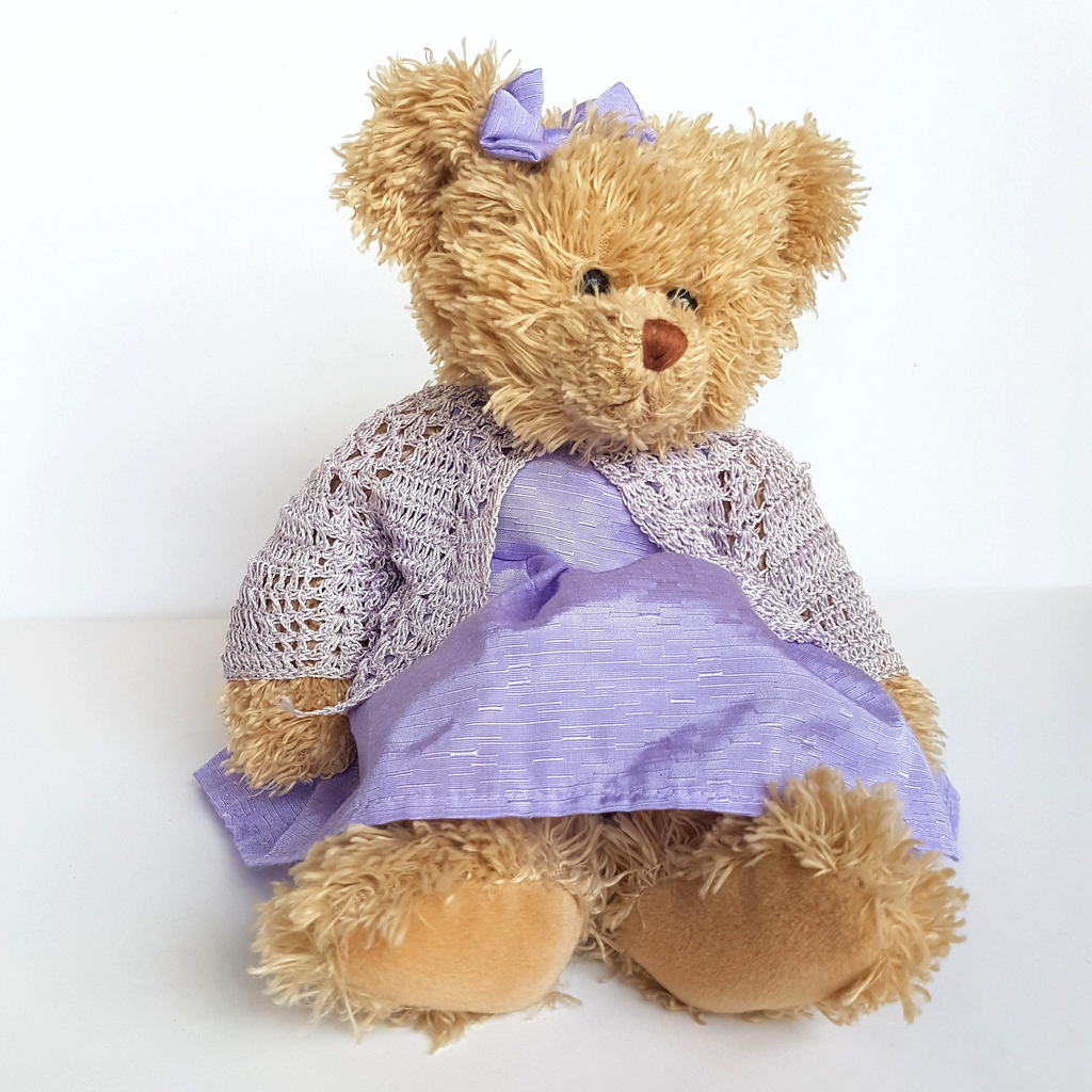 Pretty LAVENDER Teddy Bear PURPLE Dress Cardigan 30cm Soft Toy Stuffed Animal2