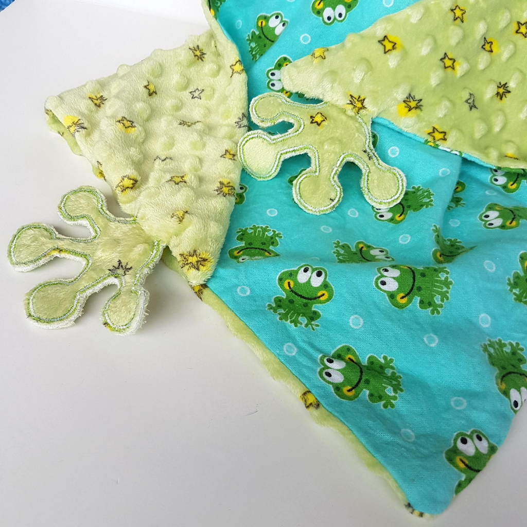 Unique Handmade FROG Baby Lovey Comforter Security Blanket Green Soft Toy Animal3