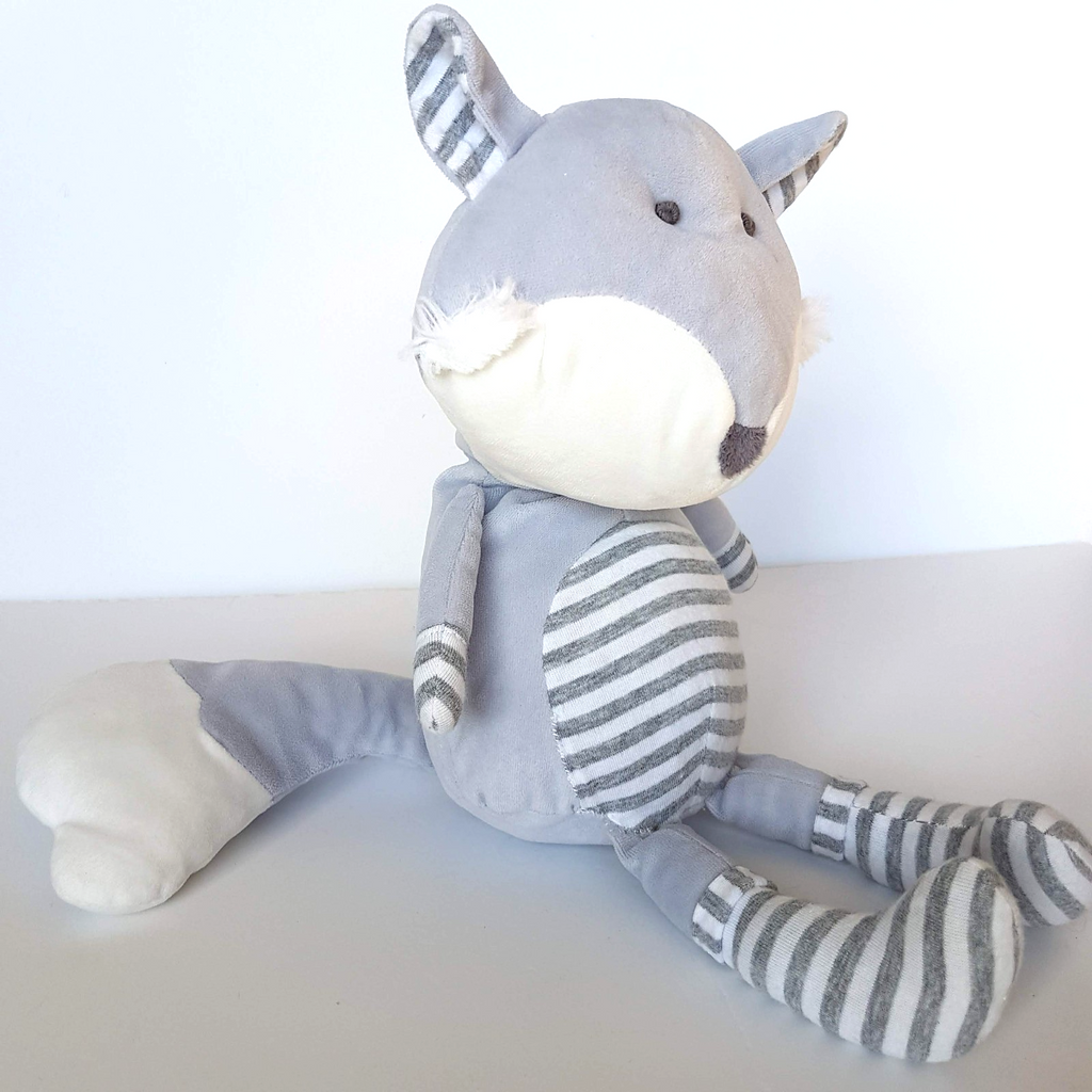 RARE Papaya FOX PLUSH Grey Stripe 34cm Stuffed Animal Floppy Soft Toy Cuddly3