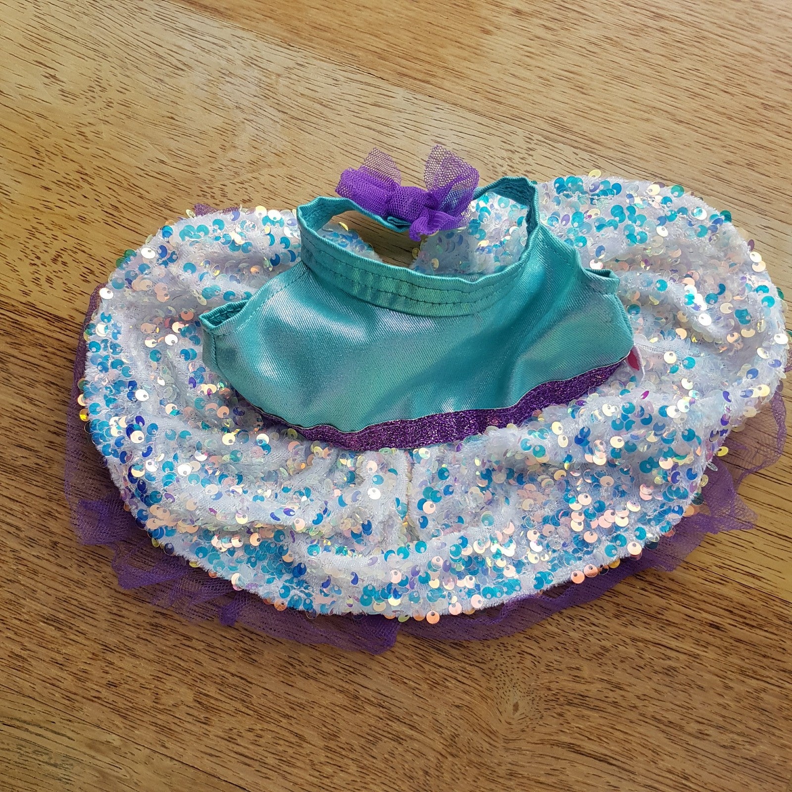 Build a Bear SEQUIN TULLE DRESS JEWEL Teal Purple Outfit Clothes Aurora Borealis0