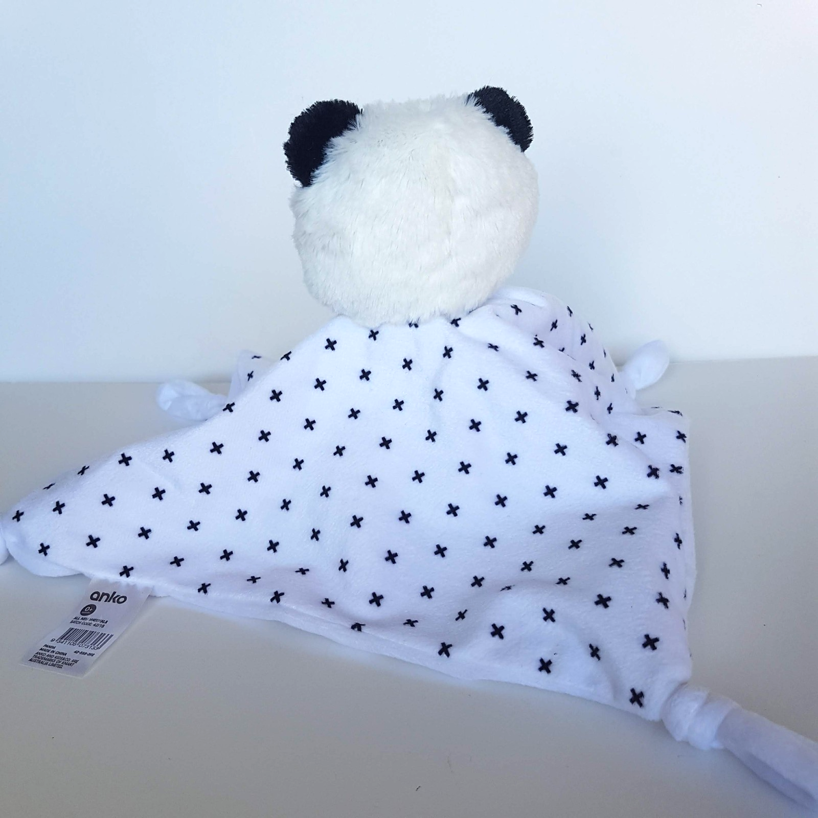 Anko PANDA Black White Spot Lovey Plush Security Comforter Blanket Soft Toy 30cm6