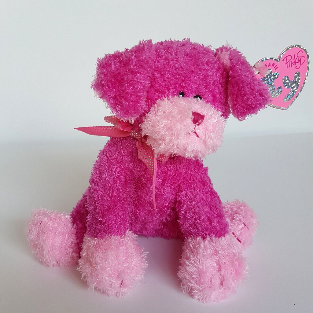 TY Beanie PINKYS FANCIFUL Dog Puppy Pink Plush Stuffed Animal TAGS Soft Toy Cute2