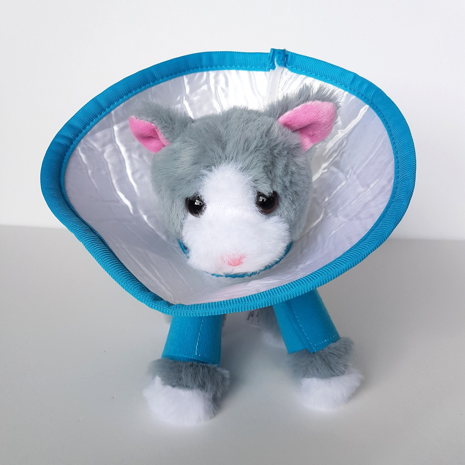 CAT AT THE VET Plush Stuffed Animal Kitten Soft Toy Get Well Pet Cone Bandages1
